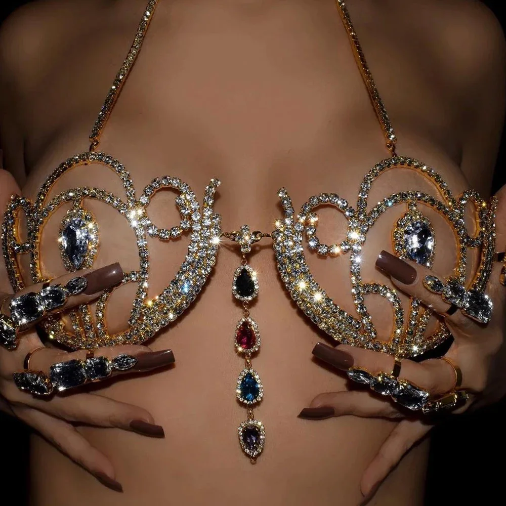 Body Jewelry Chest - Sujetador de Bikini de diamantes de