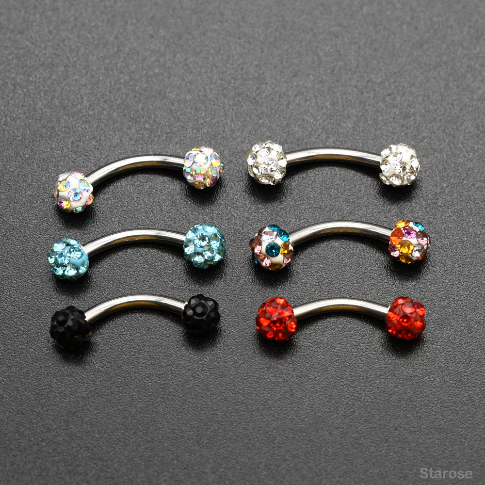 Nipple Bar Curved - 2 uds 4mm bola de cristal
