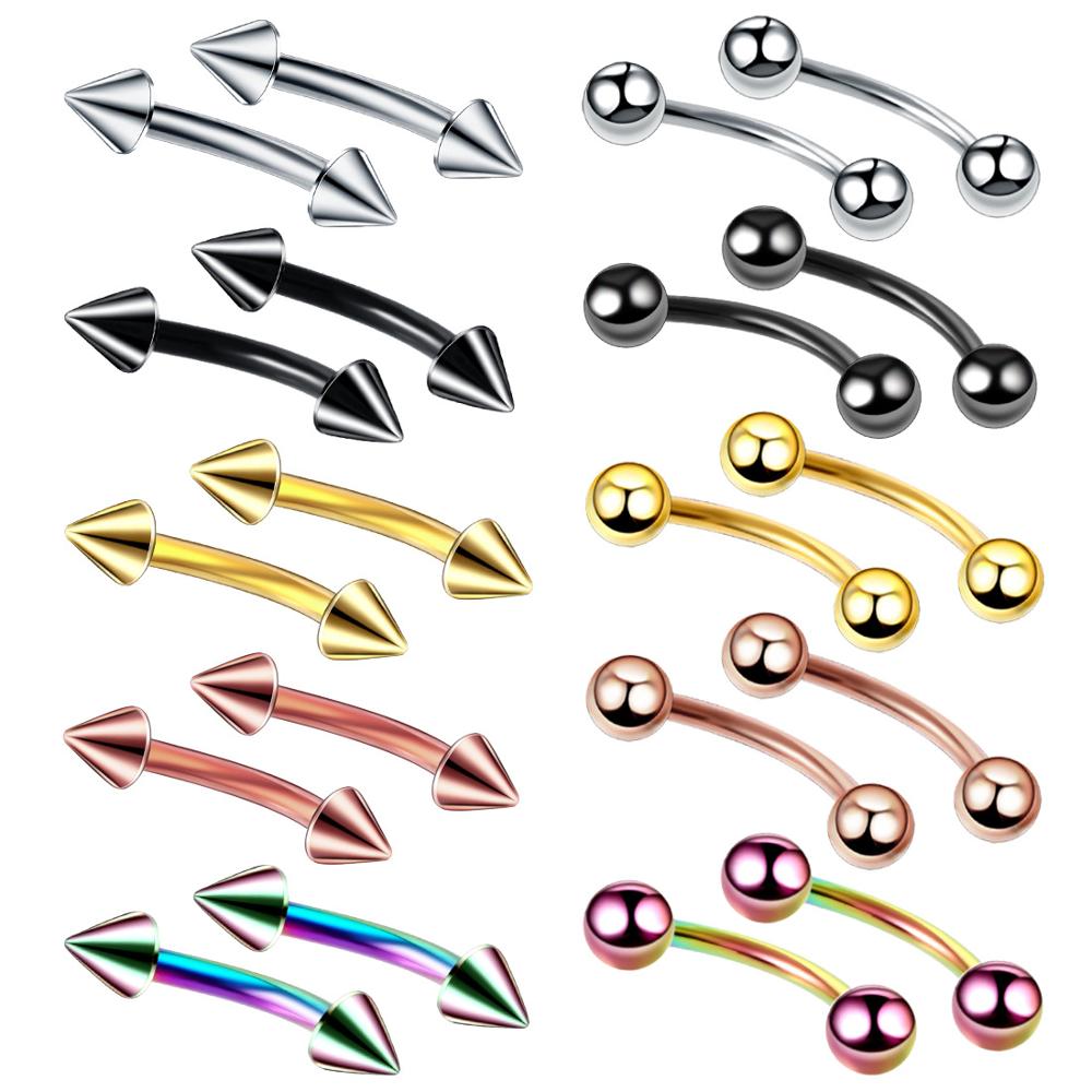 Nipple Bar Curved - Piercing de cejas curvado, Bola de