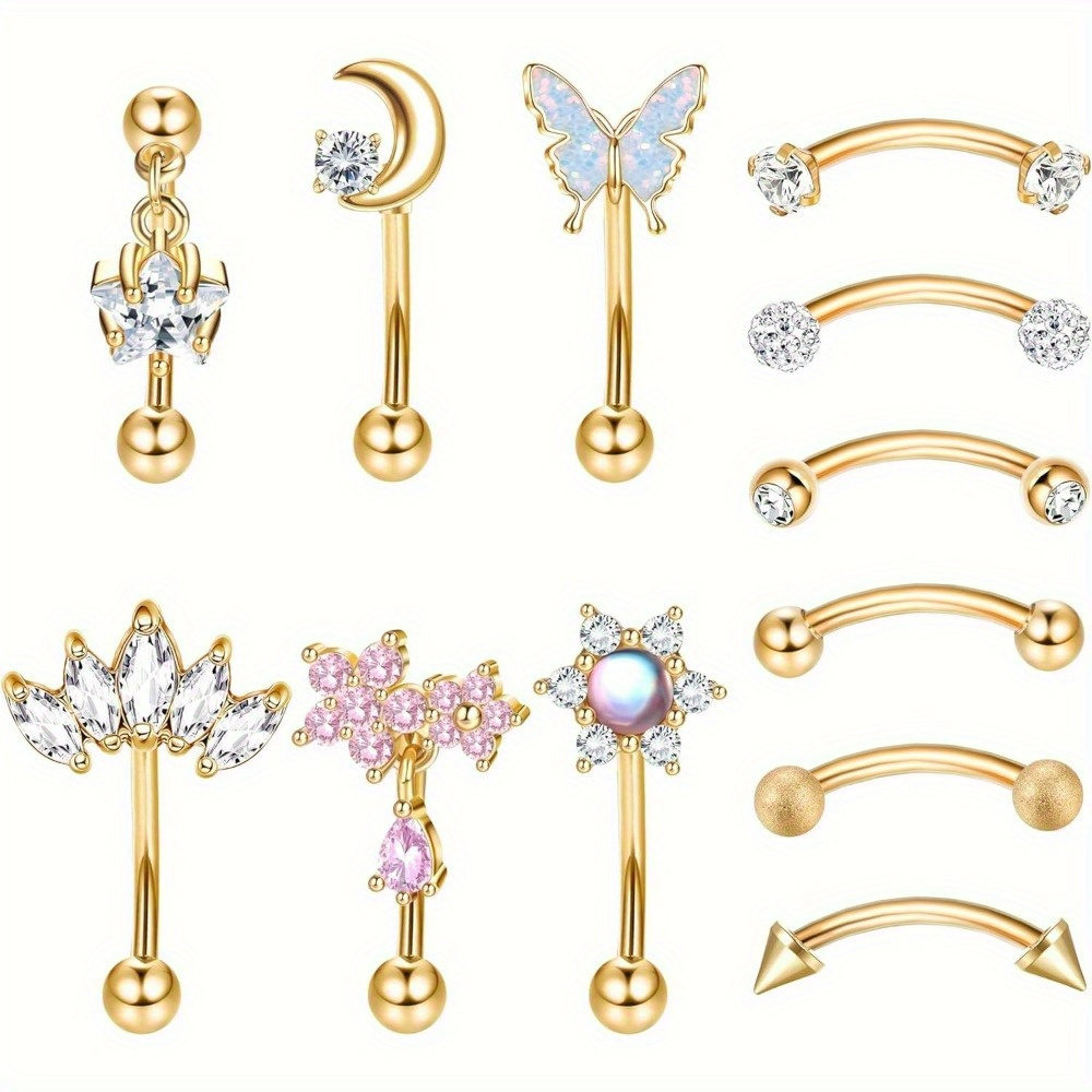Eyebrow Curved Barbell - Florideco, 1 pieza, Piercing de Rook