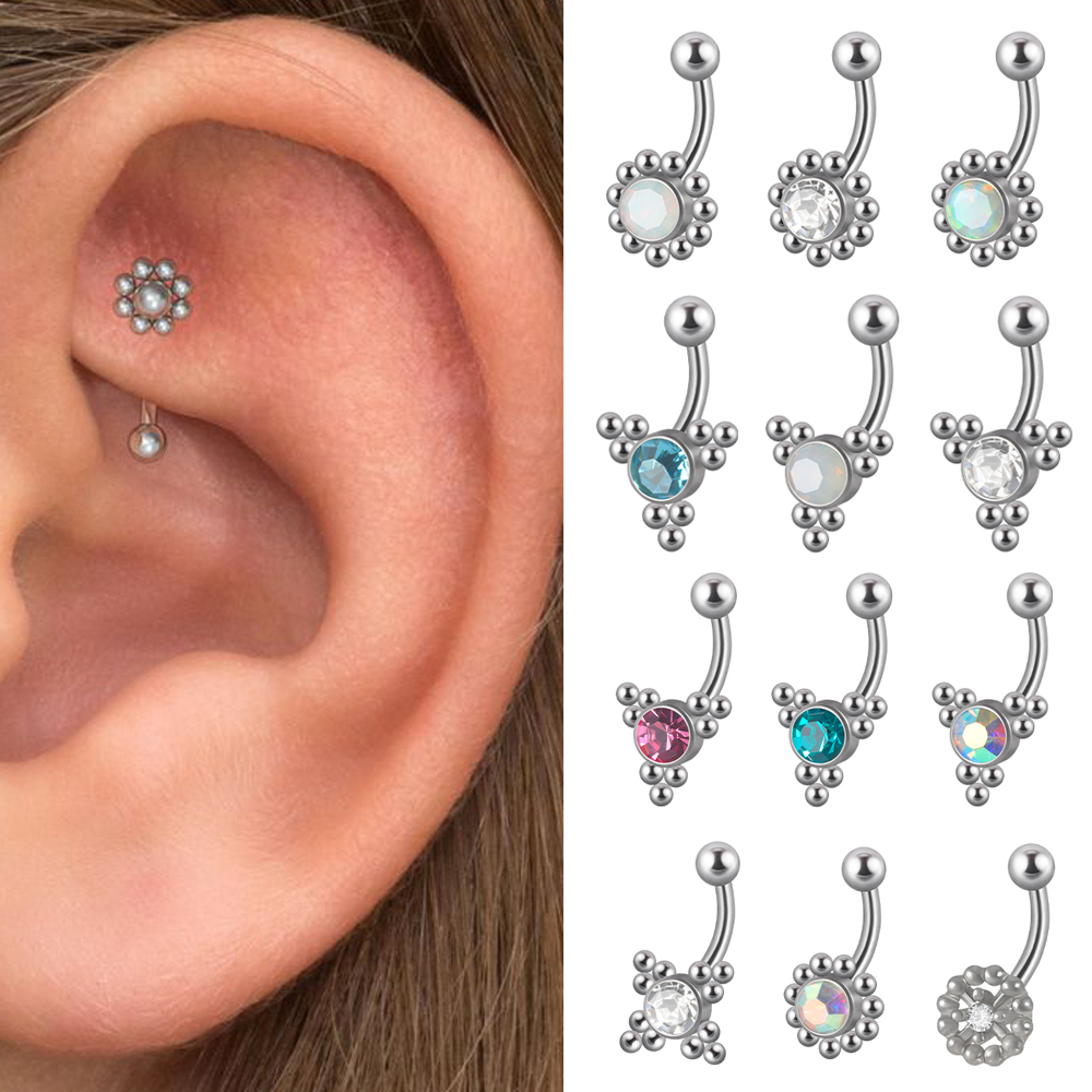 Eyebrow Curved Barbell - 1 pieza G23 titanio 16G Crystal
