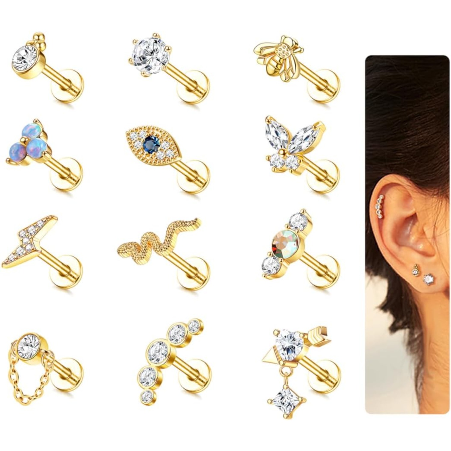 Body Jewelry Surgical Steel - Bobisty, 1 pieza, pendientes de cartílago