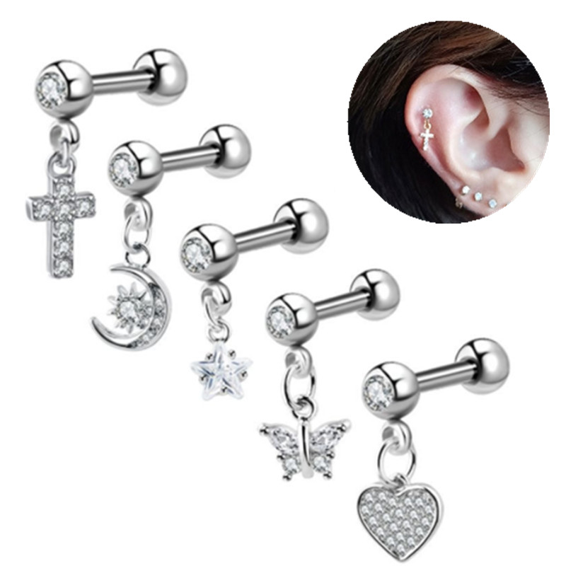 Body Jewelry Surgical Steel - Pendiente con forma de luna para