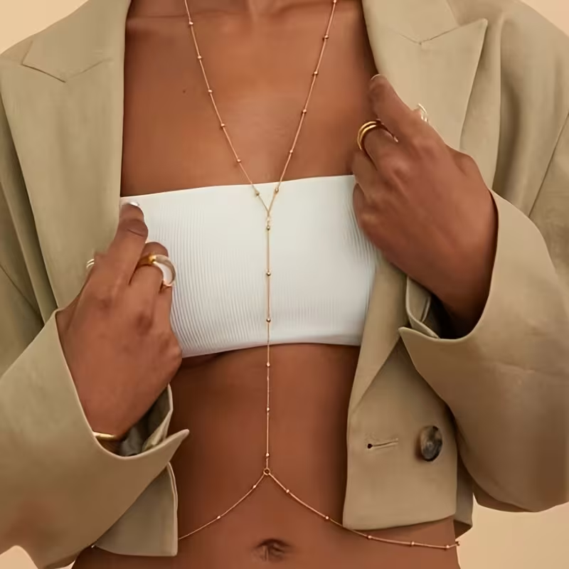 Body Jewelry By The Chain Gang - Cadena de Cuerpo Bohemia con Cuentas,