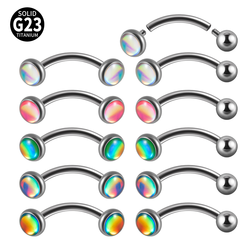 Eyebrow Curved Barbell - 1 pieza G23 titanio 16G Flash