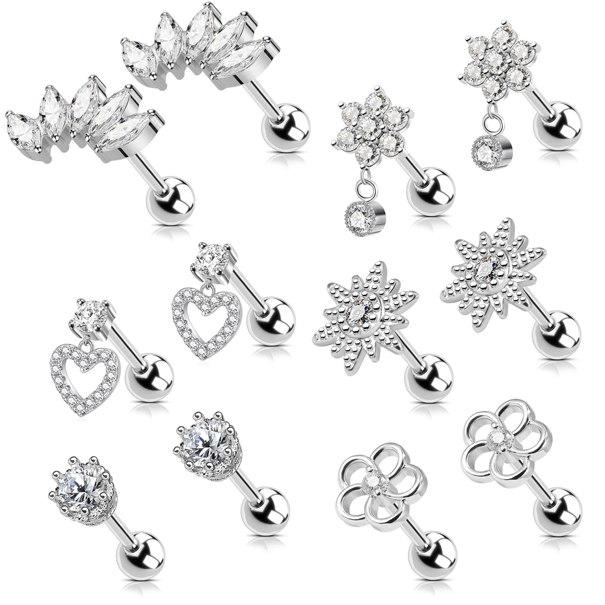Body Jewelry Surgical Steel - Pendientes de acero quirúrgico para mujer,