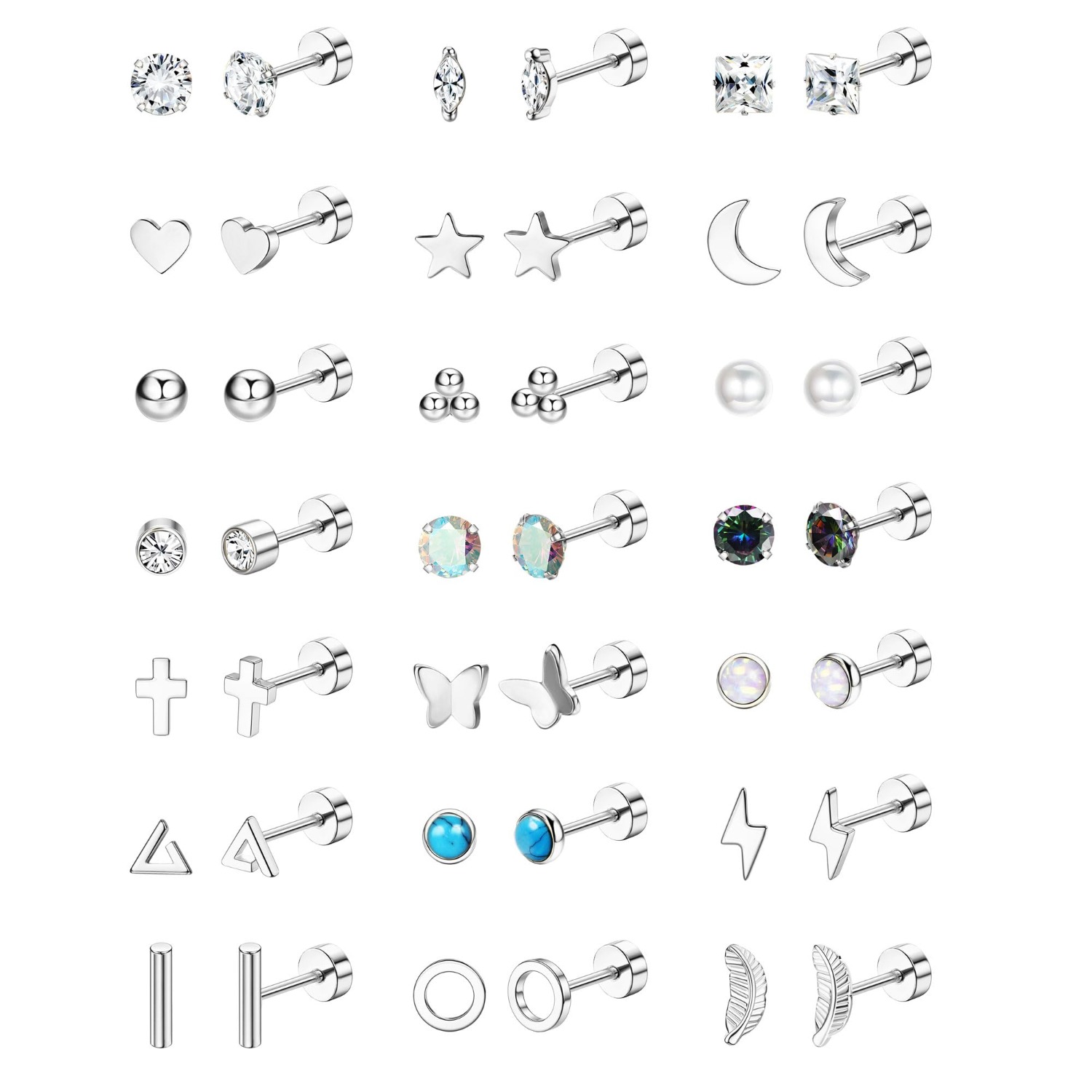 Body Jewelry Surgical Steel - Florideco, 1 par de pendientes hipoalergénicos