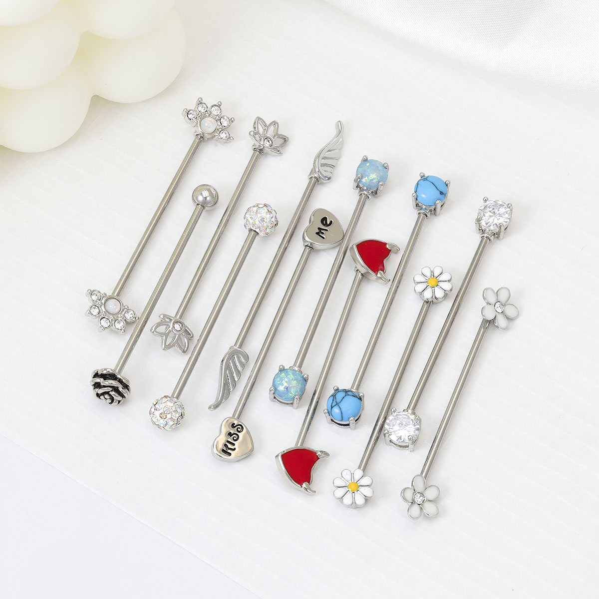 Body Jewelry Surgical Steel - 16G flechas corazones barra Industrial acero