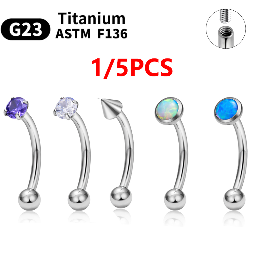 Eyebrow Curved Barbell - 1/5 Piezas Barra Curva de Titanio