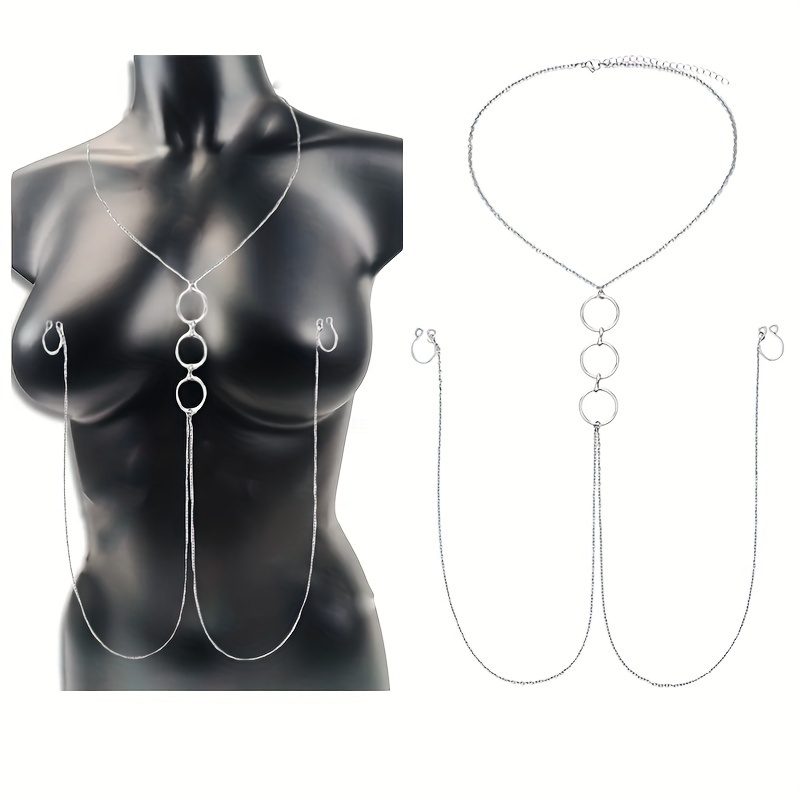 Body Jewelry Nipple Chain - Una cadena plateada de acero inoxidable