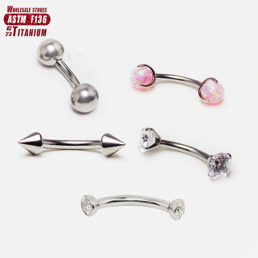 Eyebrow Curved Barbell - F136 Piercing de titanio 3-5mm ópalo