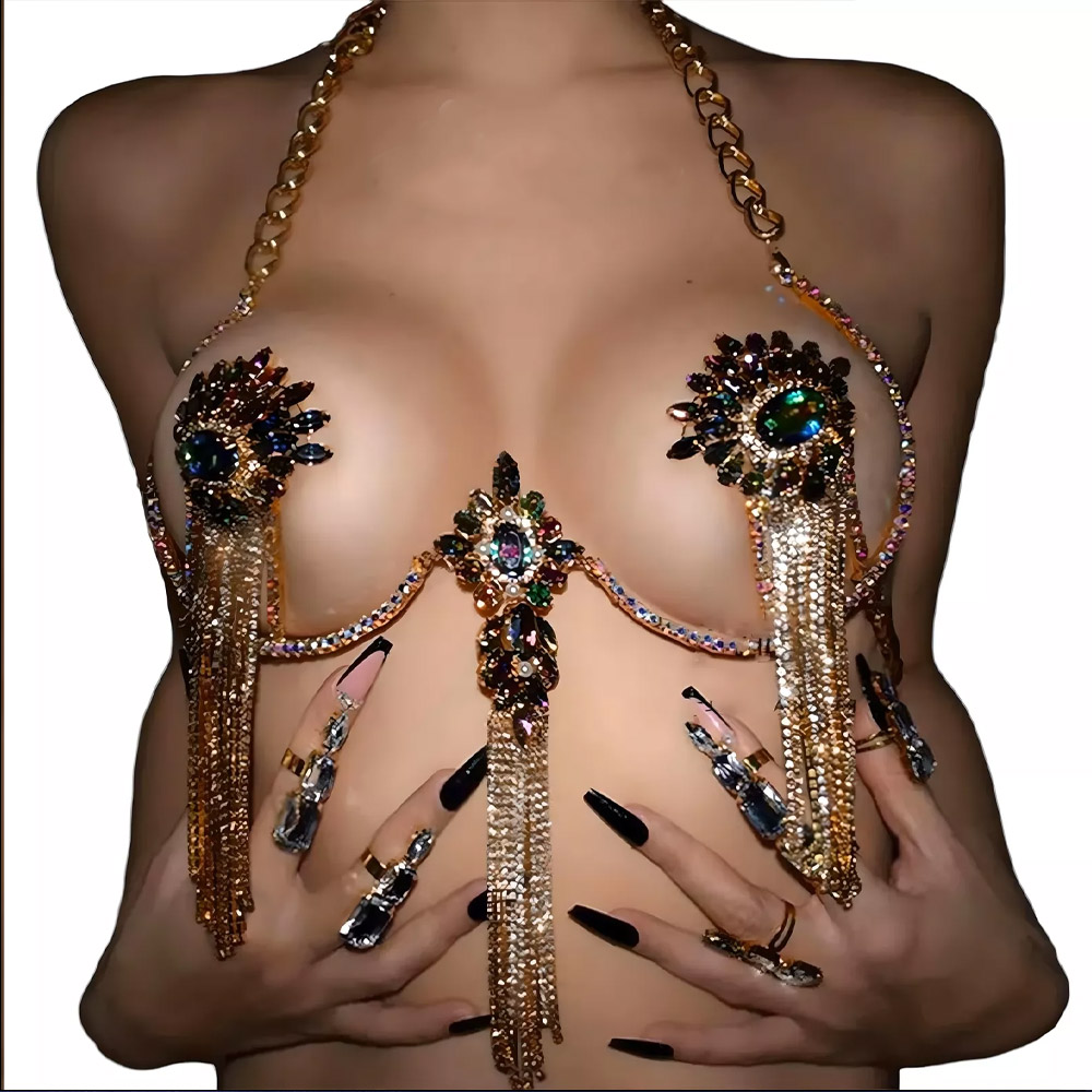 Body Jewelry Nipple Chain - Collar de cadena de pecho de