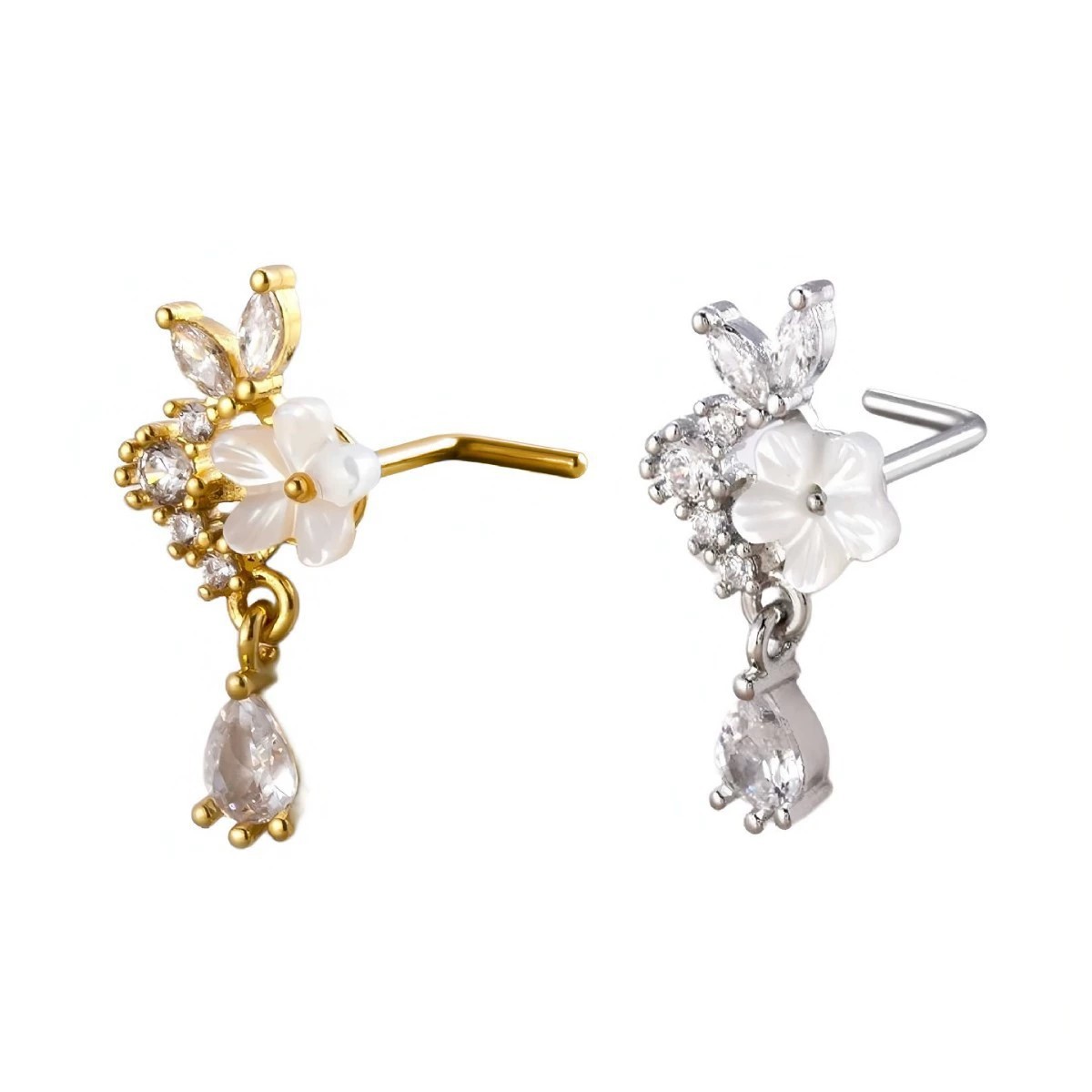Anillo de Nariz con Flor Dorad - Body Jewelry Surgical Steel reseña y precio