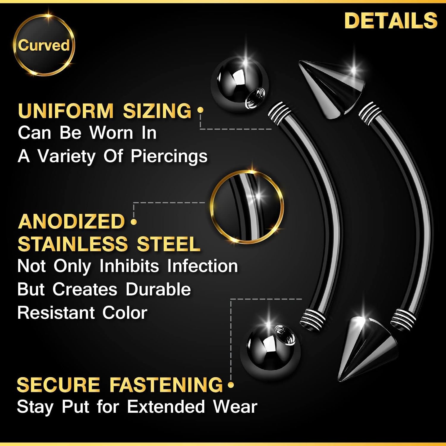 Set de 32 piezas de joyería de - Eyebrow Curved Barbell reseña y precio