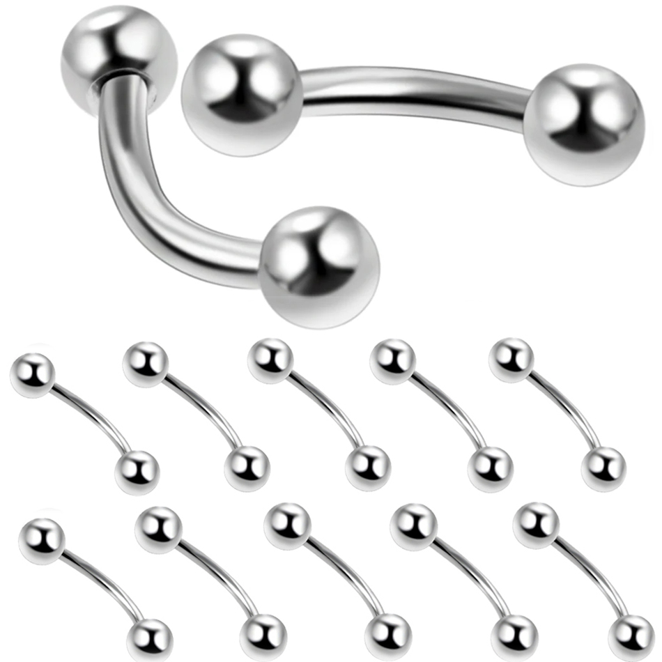10 unids/lote de acero para ce - Eyebrow Curved Barbell reseña y precio