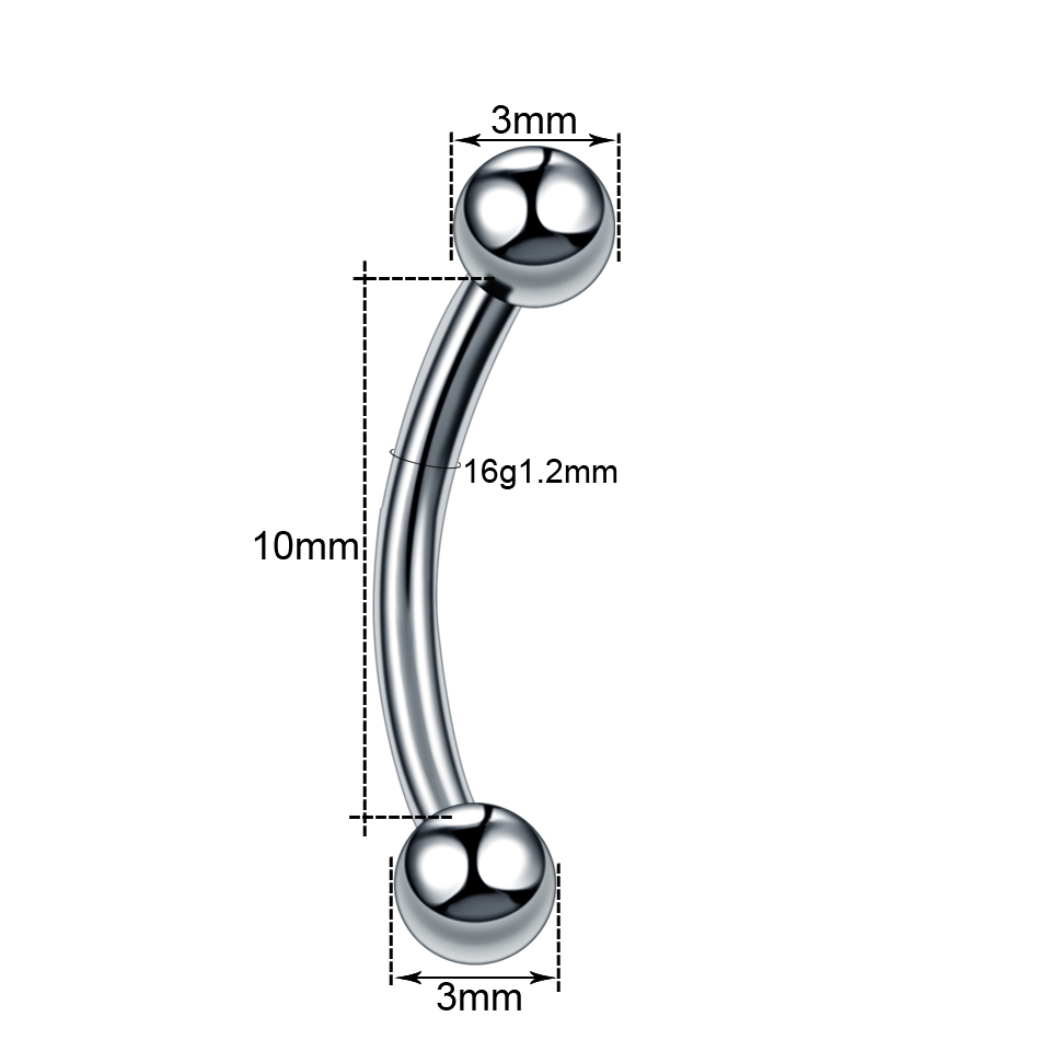 10 unids/lote de acero para ce - Eyebrow Curved Barbell reseña y precio