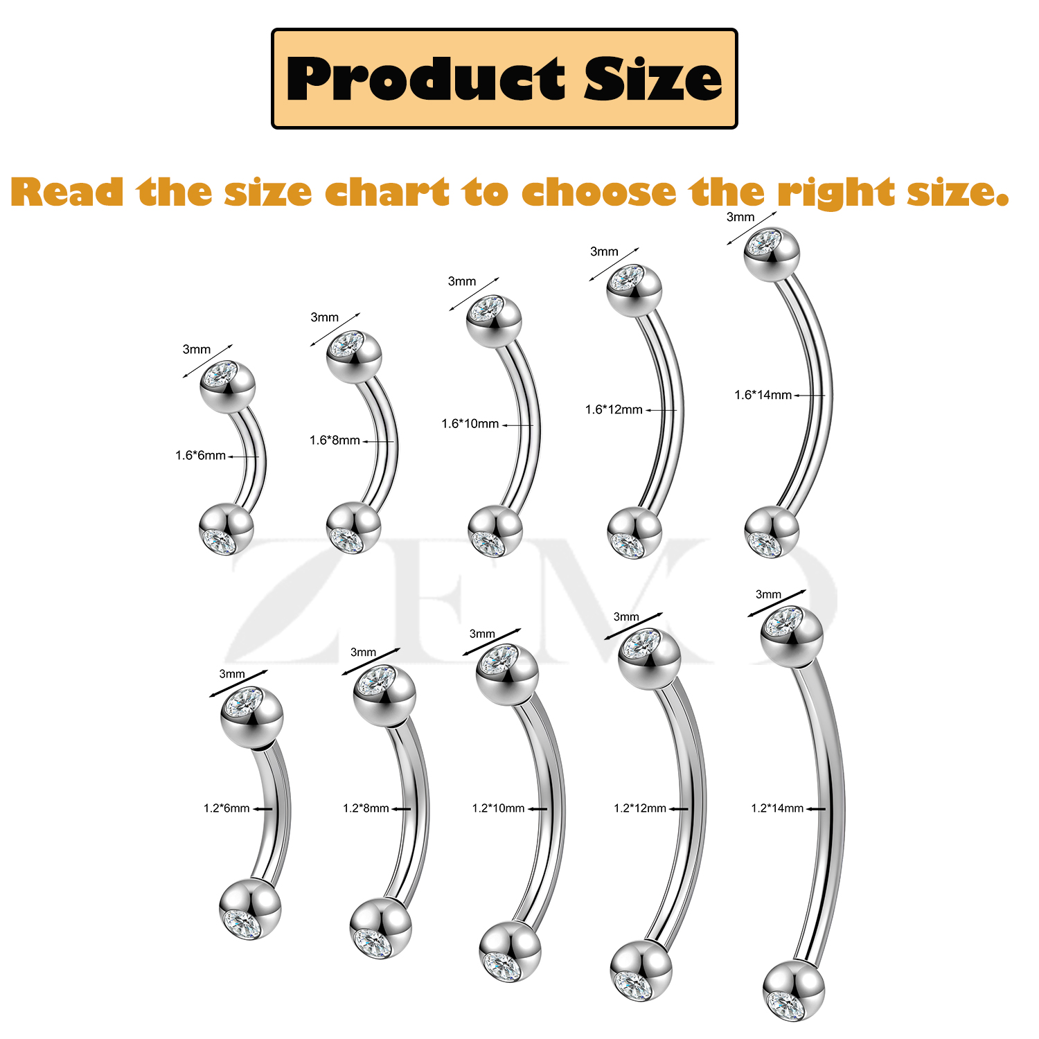ZEMO 1 ud. Piercing de acero i - Eyebrow Curved Barbell reseña y precio