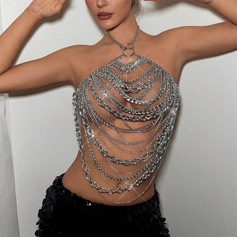 Conjunto festivo femenino hech - Body Jewelry Nipple Chain reseña y precio