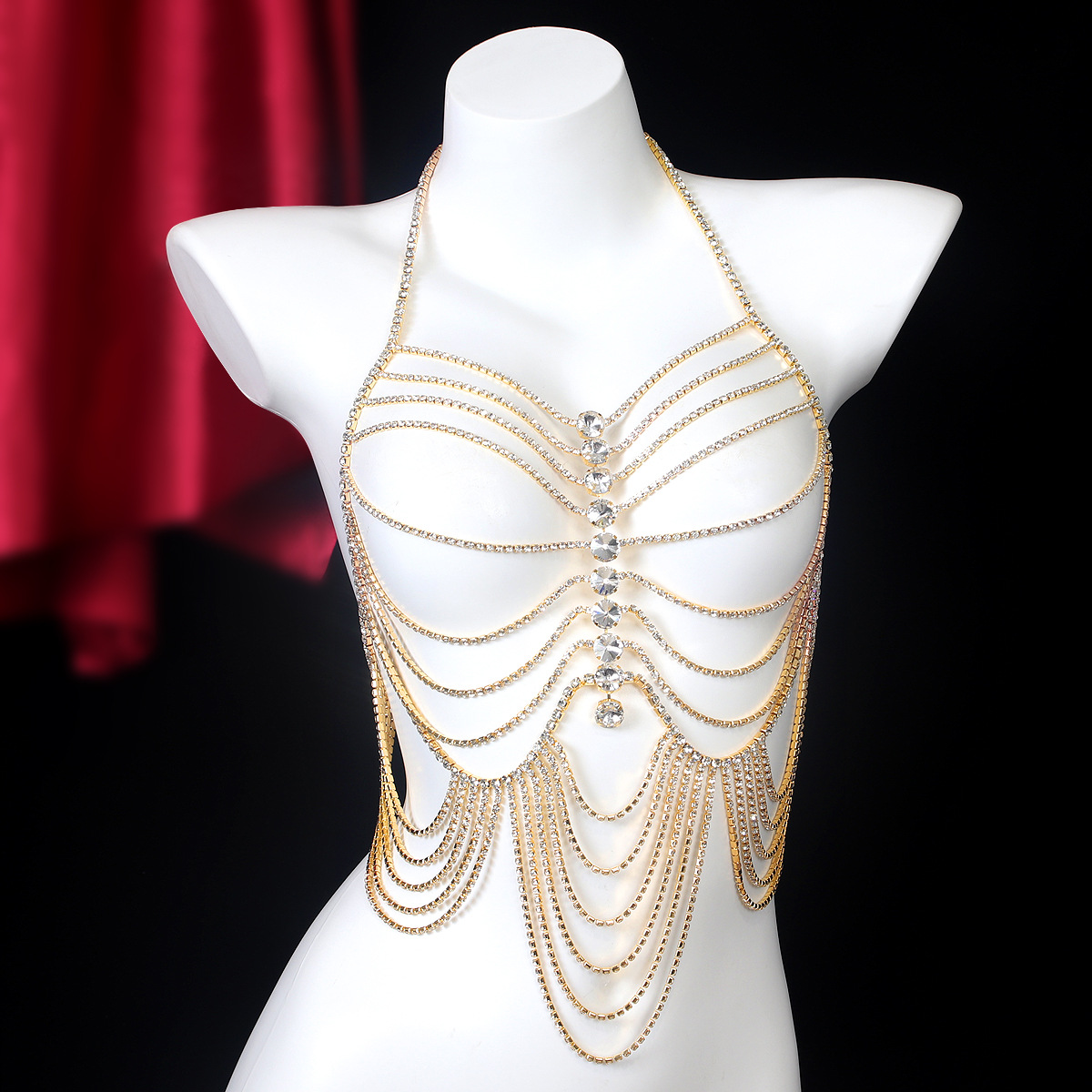 Lujosa cadena de pecho de diam - Body Jewelry Chest reseña y precio