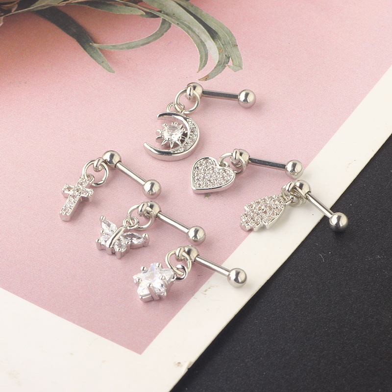 Pendiente con forma de luna pa - Body Jewelry Surgical Steel reseña y precio