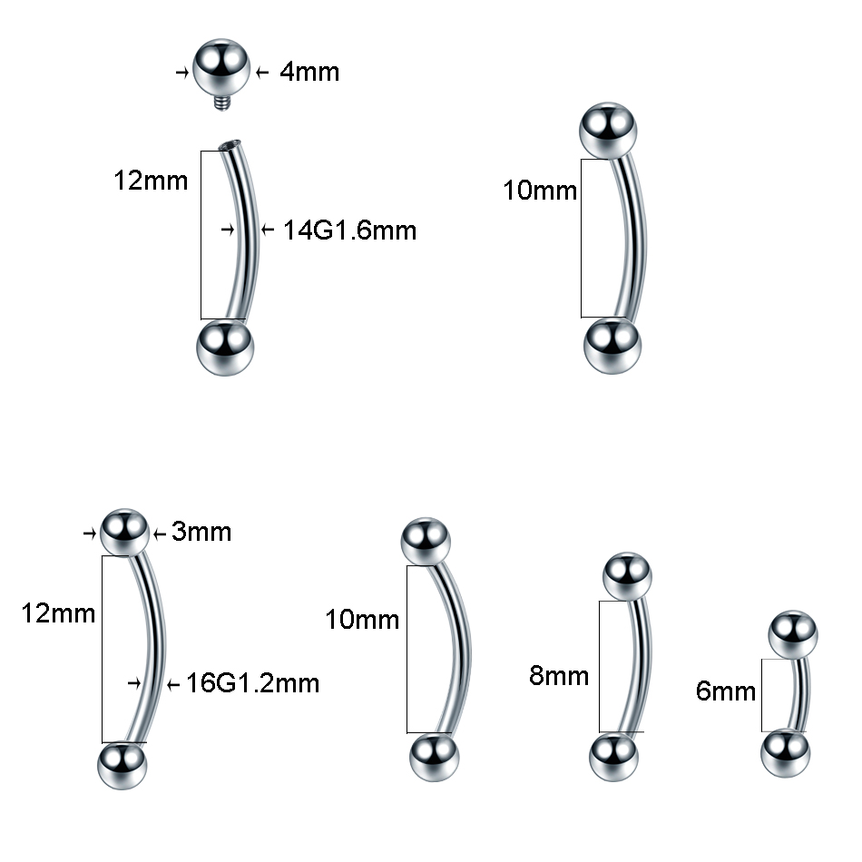10 unids/lote G23 titanio ceja - Eyebrow Curved Barbell reseña y precio