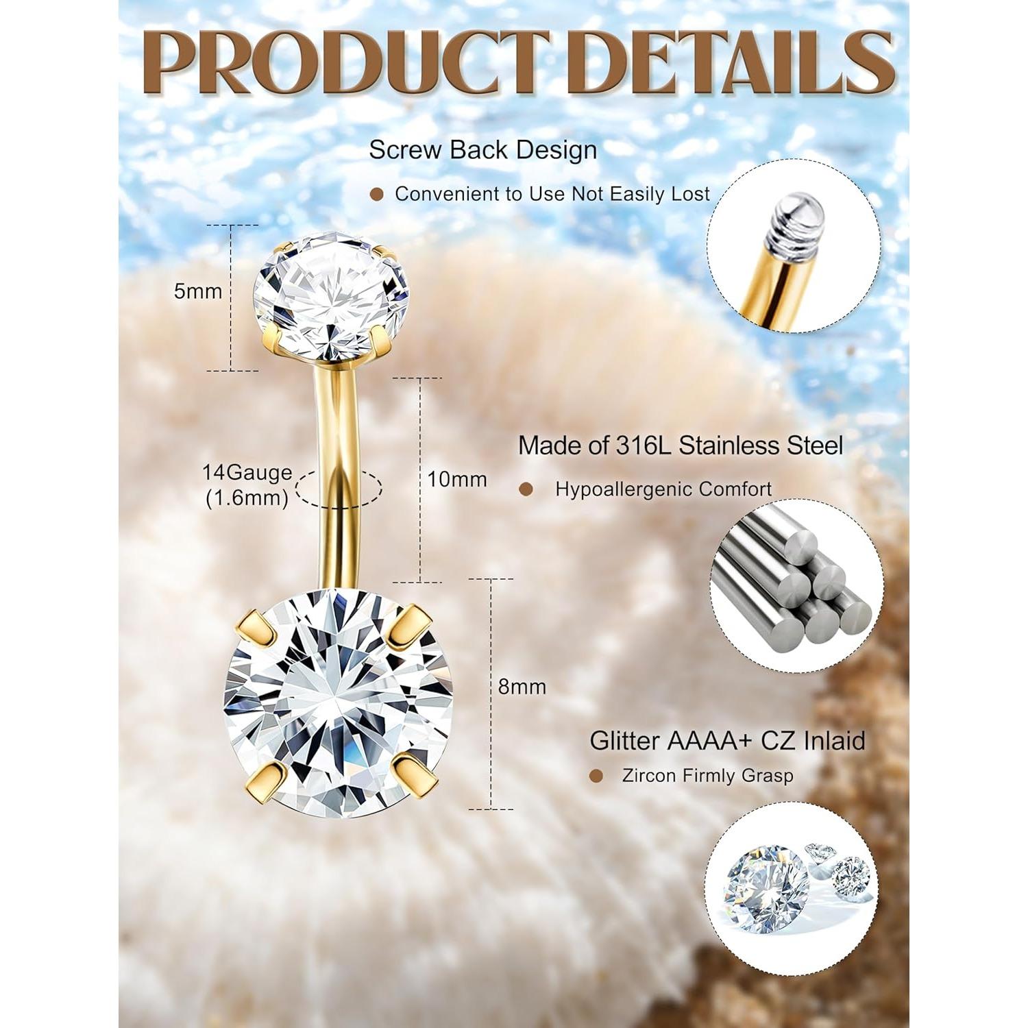 Anillos para Ombligo Colgantes - Body Piercing Quality Jewelry reseña y precio