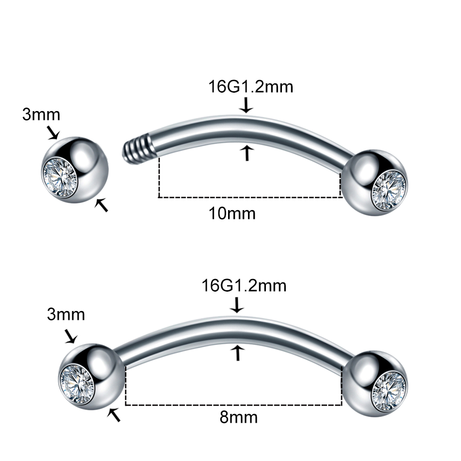 piercing ceja Piercing de cris - Eyebrow Curved Barbell reseña y precio