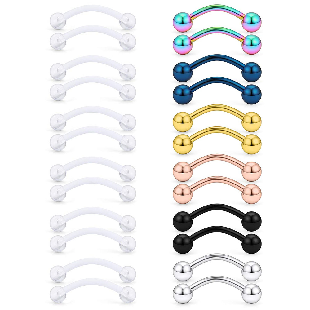 16G acrílico transparente Biof - Eyebrow Curved Barbell reseña y precio
