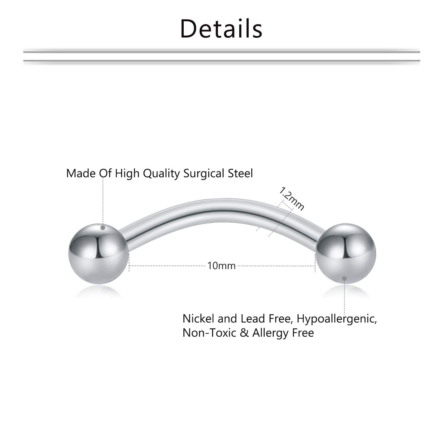 16G acrílico transparente Biof - Eyebrow Curved Barbell reseña y precio
