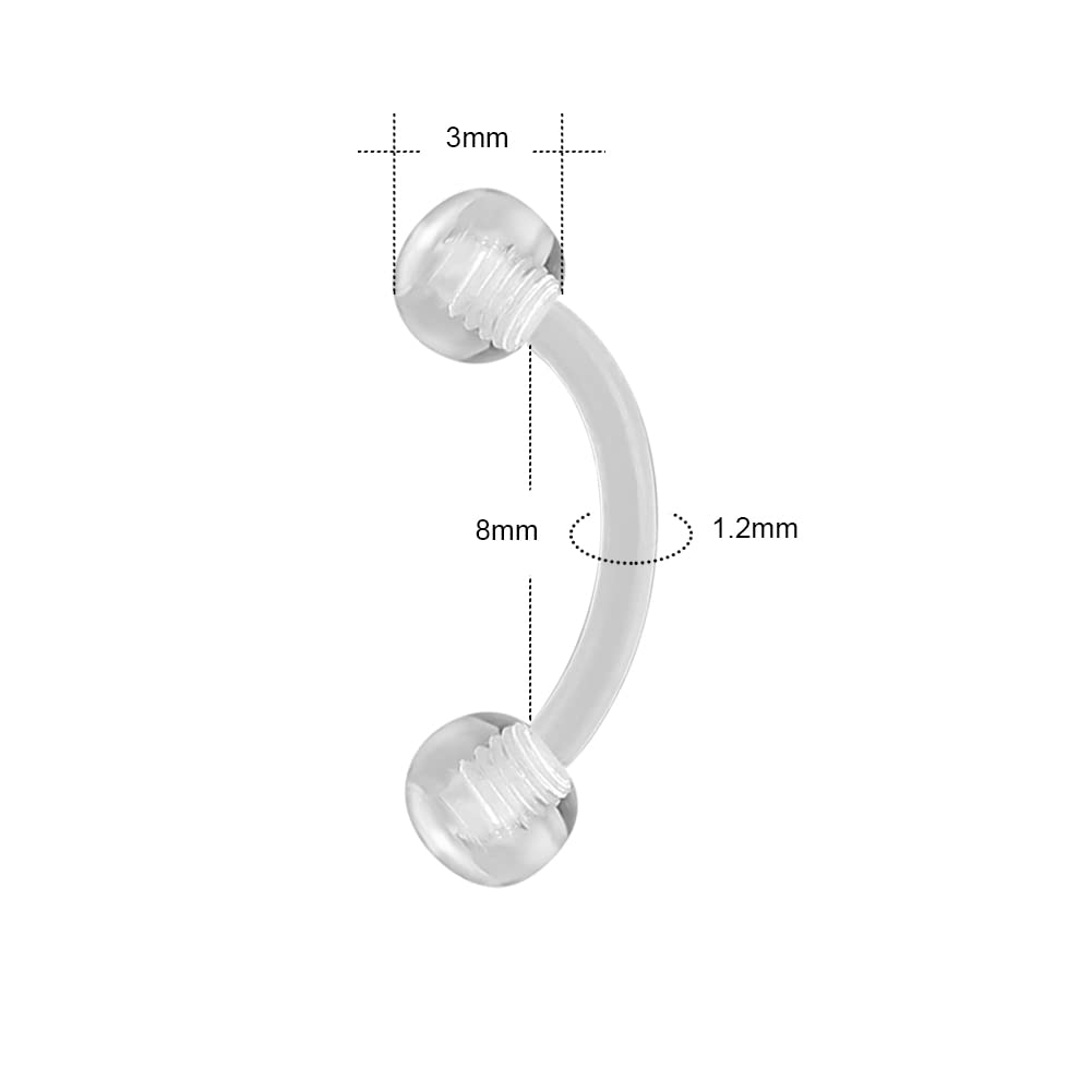 16G acrílico transparente Biof - Eyebrow Curved Barbell reseña y precio