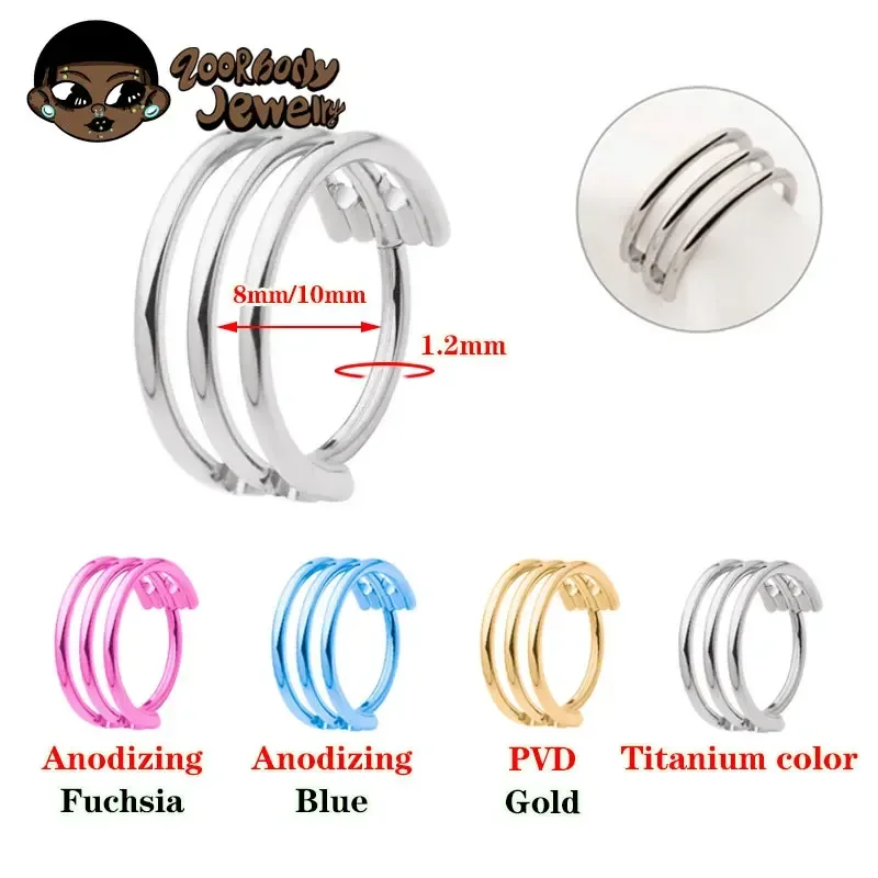 Anillo de titanio G23 de tres  - Body Piercing Quality Jewelry reseña y precio