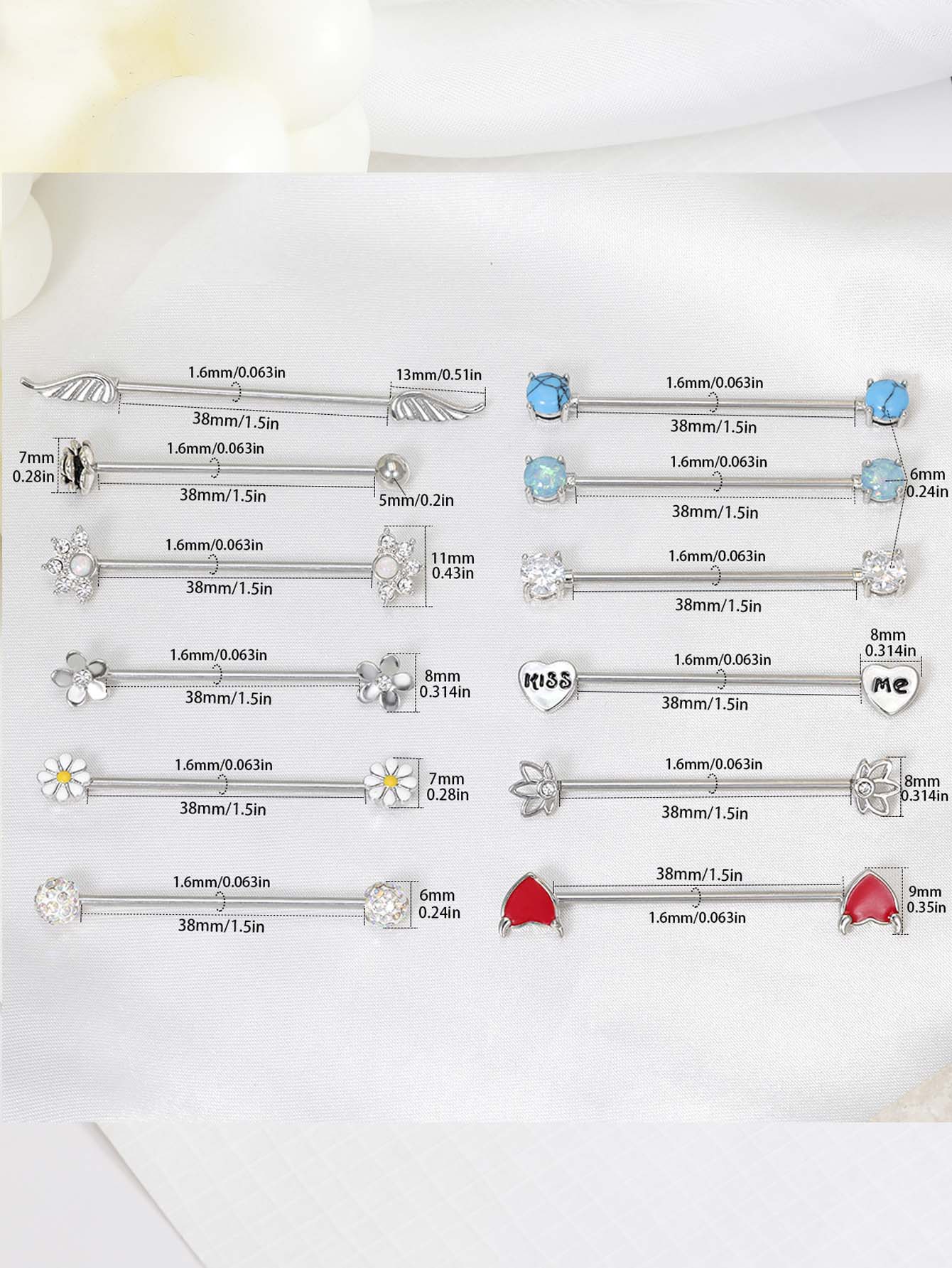16G flechas corazones barra In - Body Jewelry Surgical Steel reseña y precio