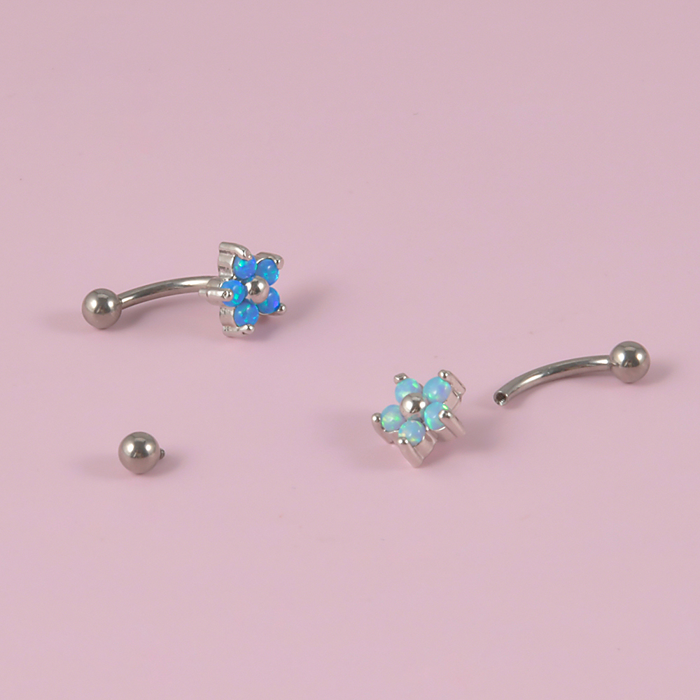 Piercing de flor de cristal de - Eyebrow Curved Barbell reseña y precio