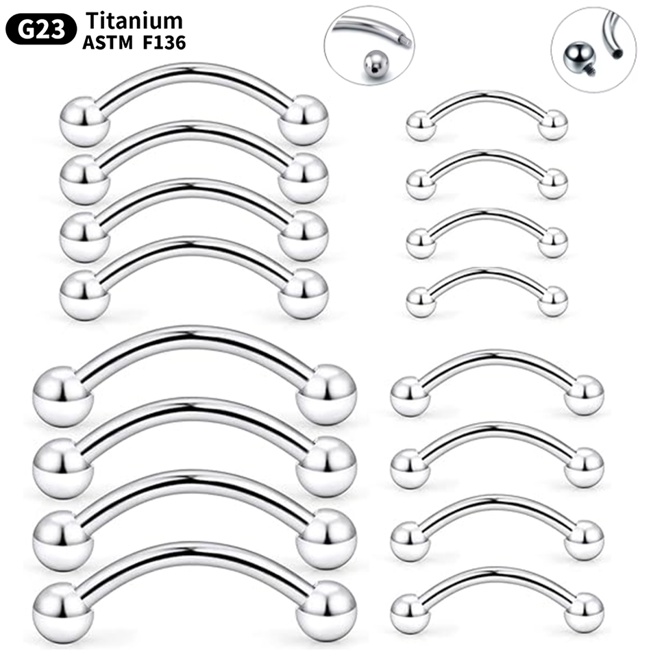 Piercing de titanio con barra  - Eyebrow Curved Barbell reseña y precio