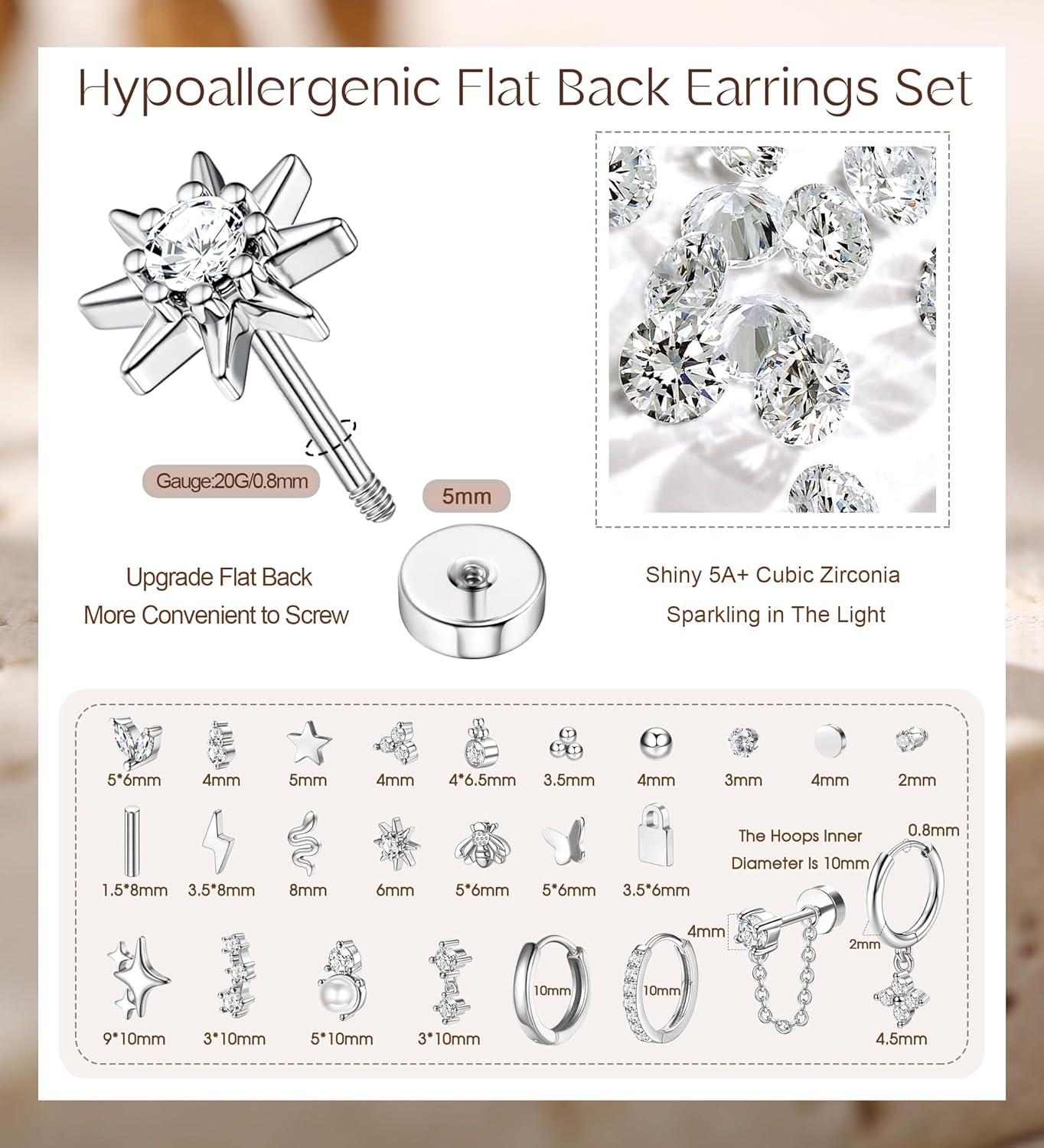 Bobisty, 1 pieza, pendientes p - Body Jewelry Surgical Steel reseña y precio