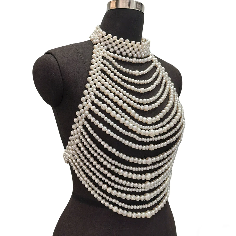 2026 Bralette de perlas blanca - Body Jewelry Nipple Chain reseña y precio