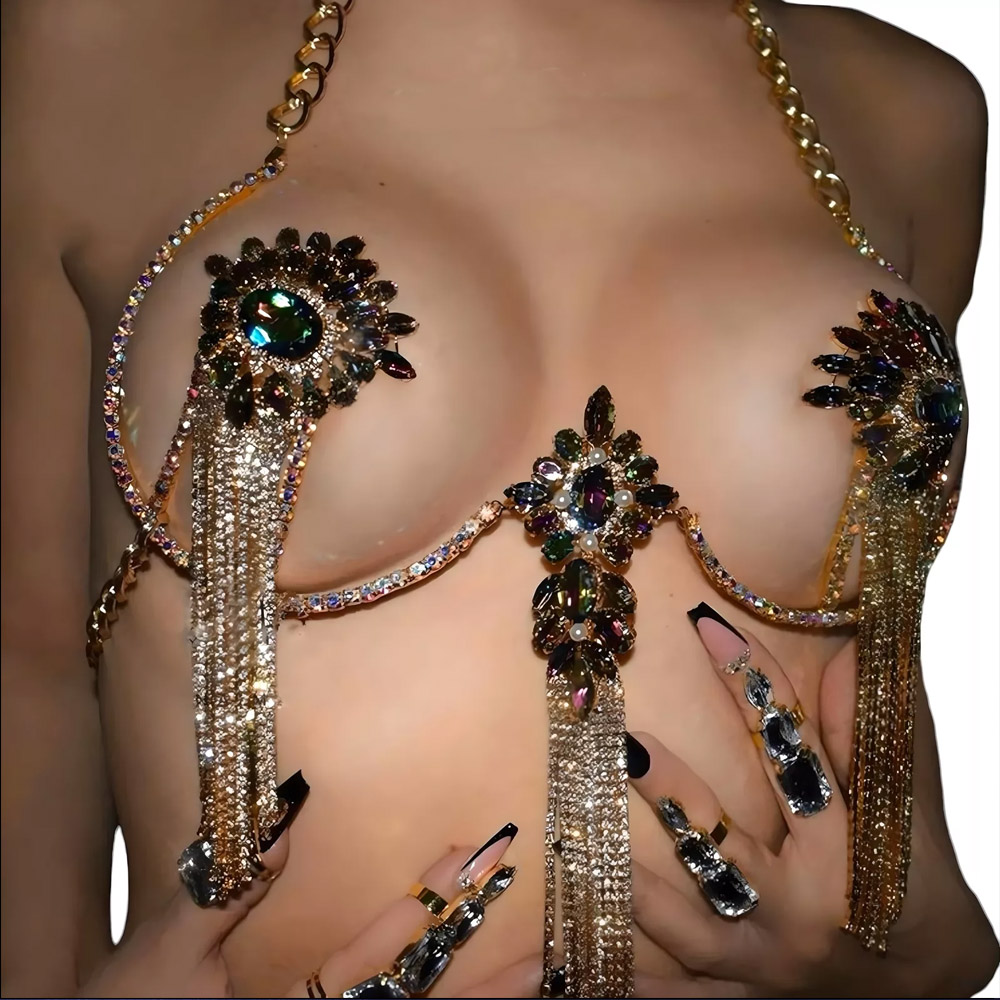 Collar de cadena de pecho de c - Body Jewelry Nipple Chain reseña y precio
